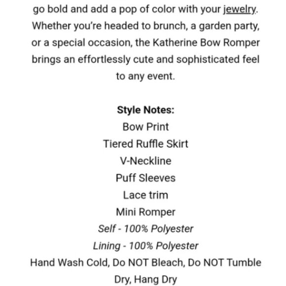 Day + Moon Katherine Tiered Mini Romper Dress Bow ୨୧ Ribbon୨୧ Print🆕📦⌚🏃🏻💨🚚 - Picture 7 of 15